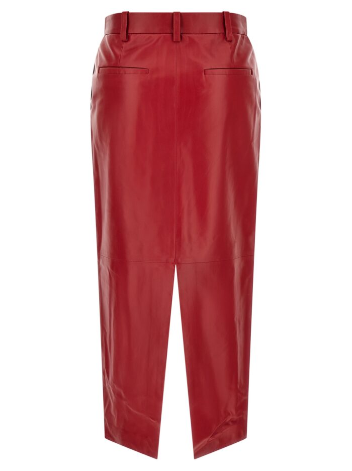 CO Red Leather Tailored Skirt