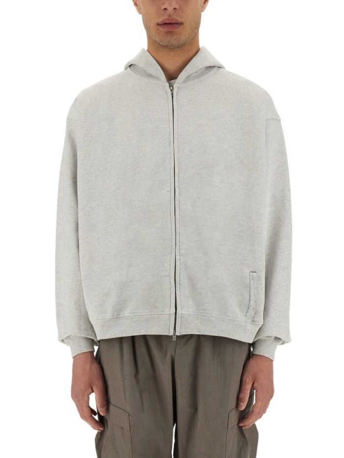 Represent "INITIAL" HOODED AND ZIPPERED SWEATSHIRT