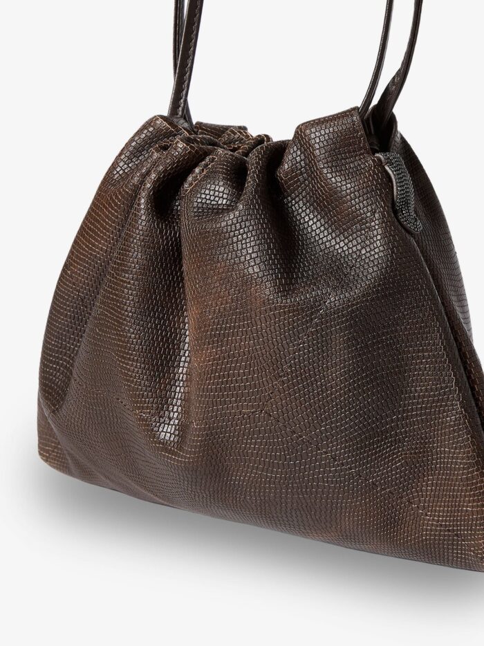 Brunello Cucinelli Reptile Print Leather Crossbody Bag