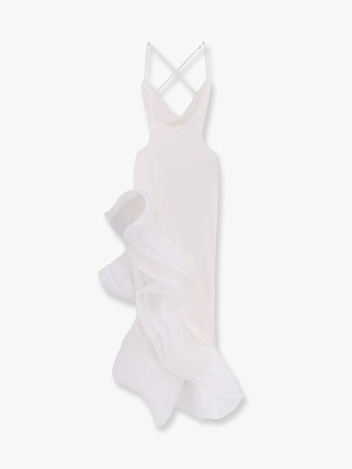 RETROFETE Kailtin Satin Long Dress With Volant