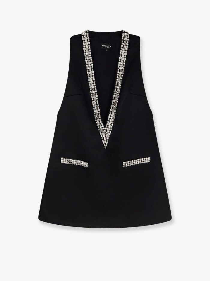 RETROFETE Nancie Satin Mini Dress With Rhinestones