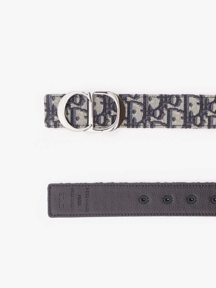 Reversible Leather And Dior Oblique Fabric Belt