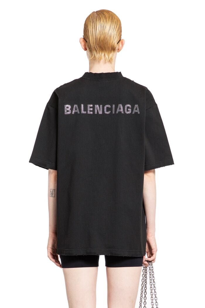 Rhinestone Balenciaga Back Medium Fit T-shirt