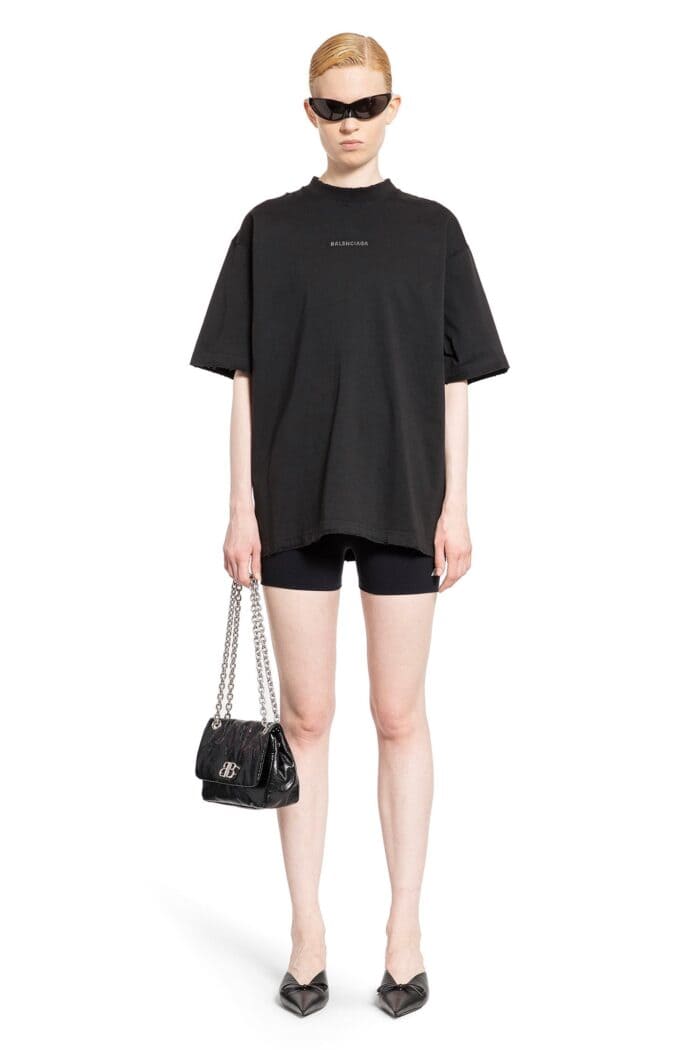 Rhinestone Balenciaga Back Medium Fit T-shirt