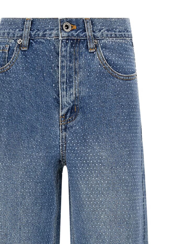SELF PORTRAIT 'Rhinestone Denim Straight Leg' Jeans