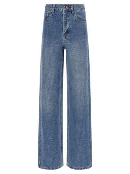 SELF PORTRAIT 'Rhinestone Denim Straight Leg' Jeans