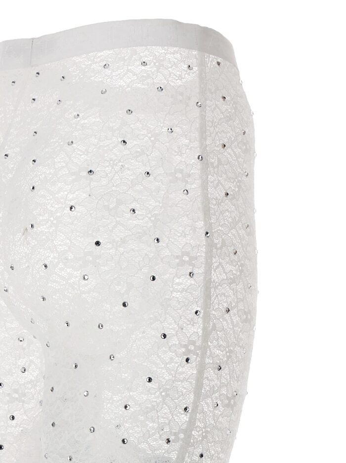 ALESSANDRA RICH Rhinestone Lace Leggings