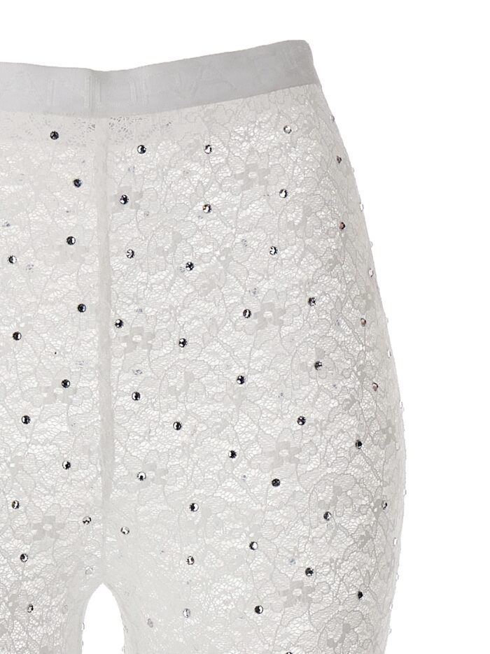 ALESSANDRA RICH Rhinestone Lace Leggings