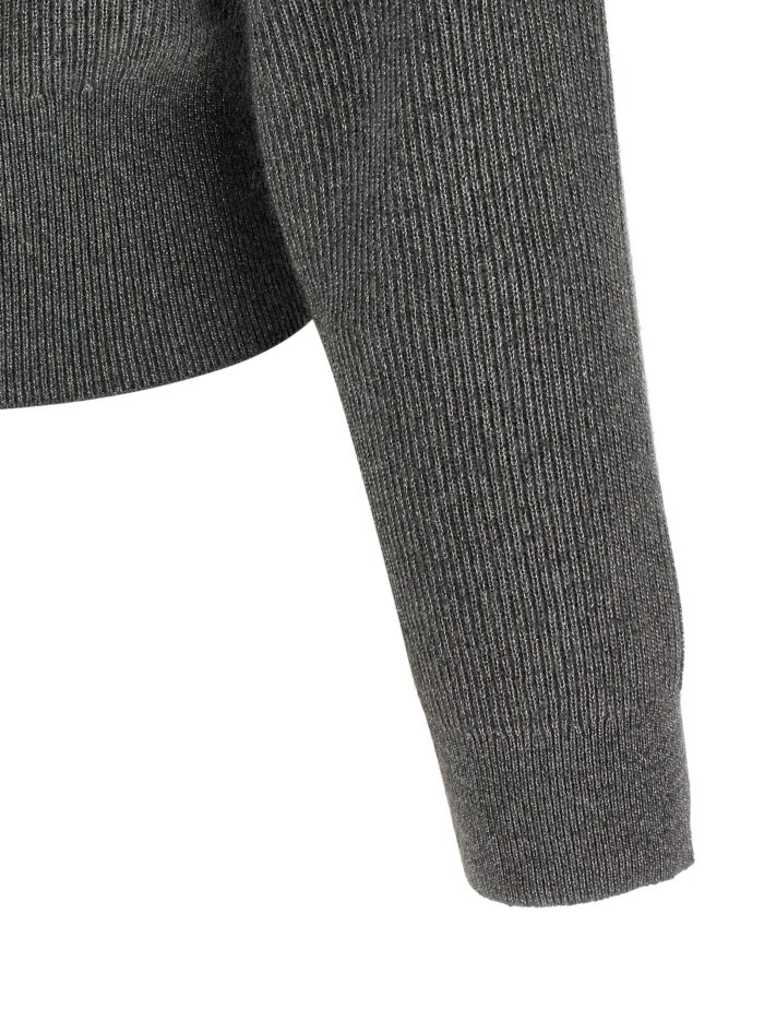 Brunello Cucinelli Ribbed Cardigan With Leather Detail