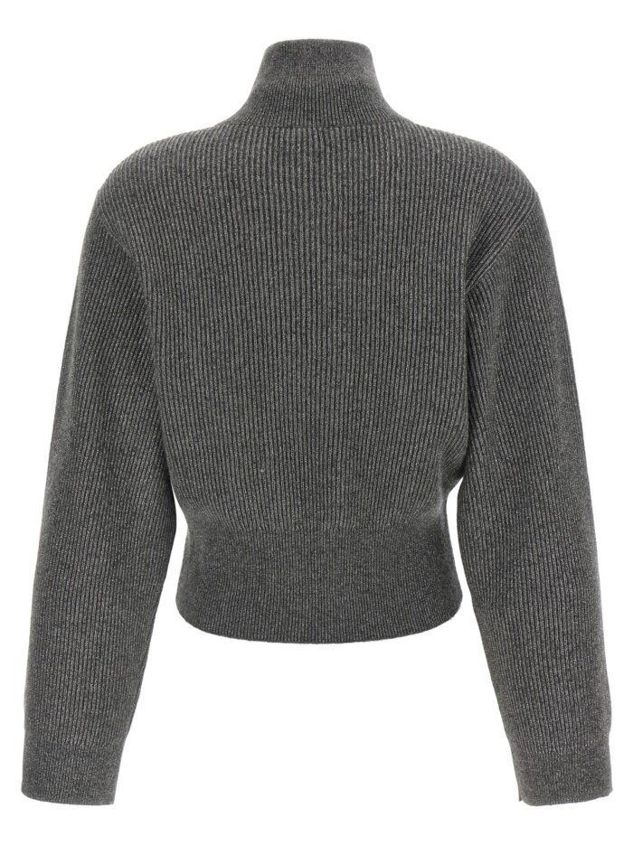 Brunello Cucinelli Ribbed Cardigan With Leather Detail