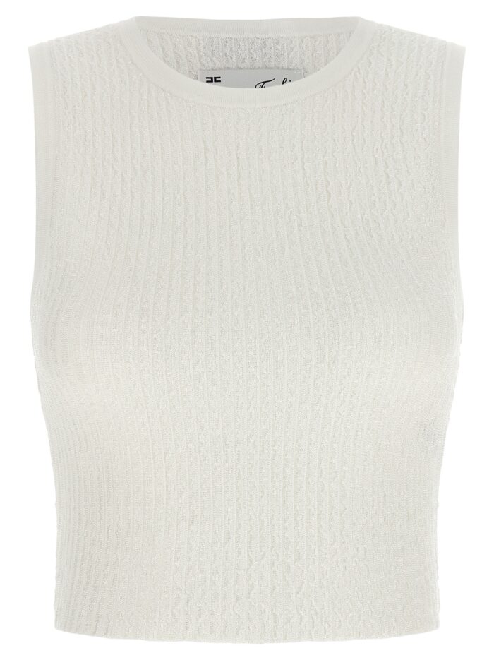 elisabetta franchi ribbed crop top Elisabetta Franchi Ribbed Crop Top