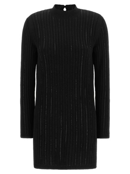 TWIN SET Ribbed Dress With Rhinestones
