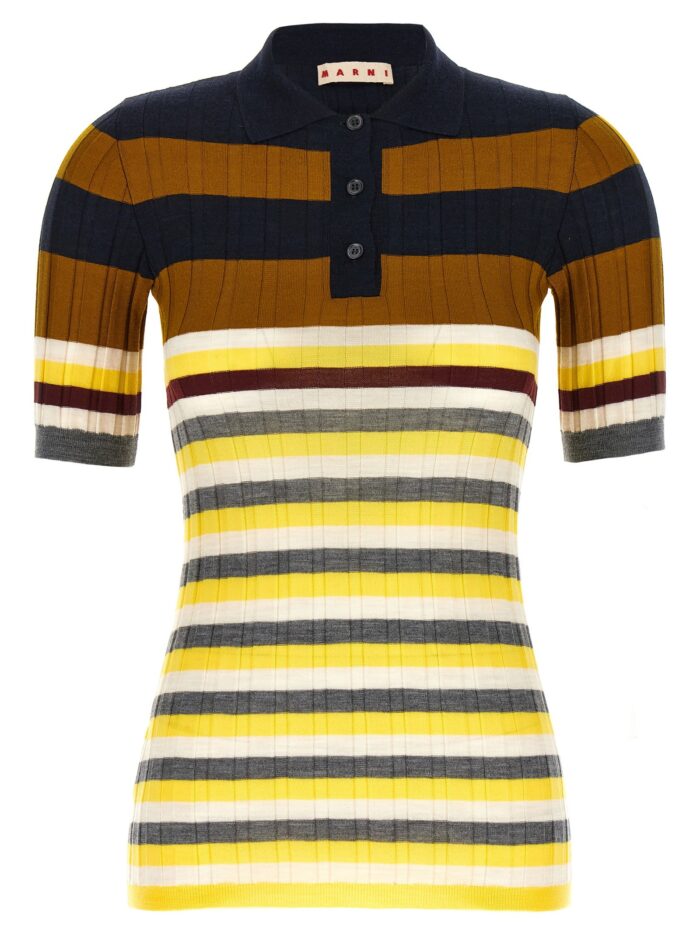marni ribbed wool polo shirt Marni Ribbed Wool Polo Shirt
