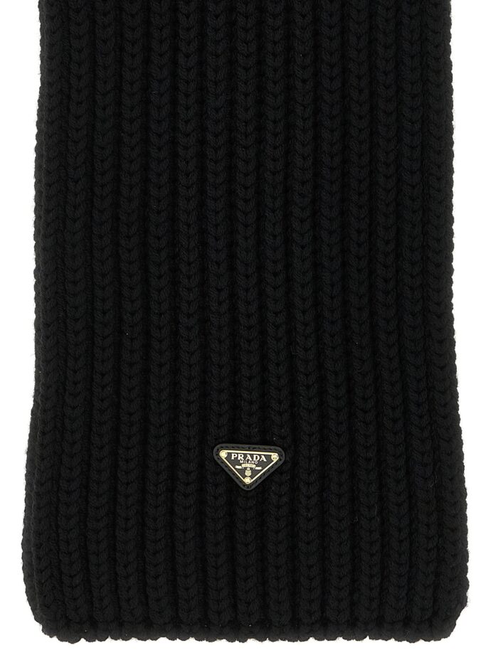PRADA Ribbed Wool Scarf With Logo