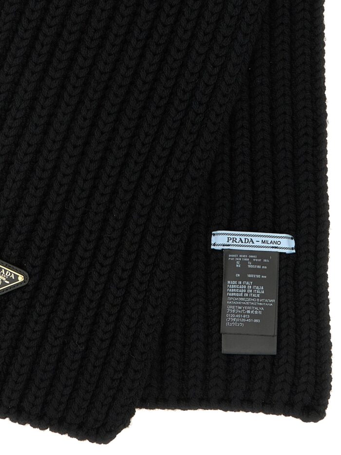 PRADA Ribbed Wool Scarf With Logo