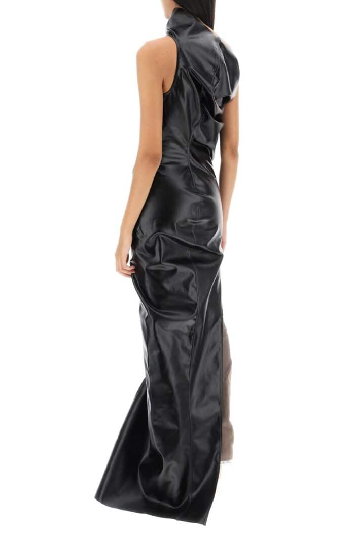 Rick Owens Athena Maxi Dress In Laquered Denim