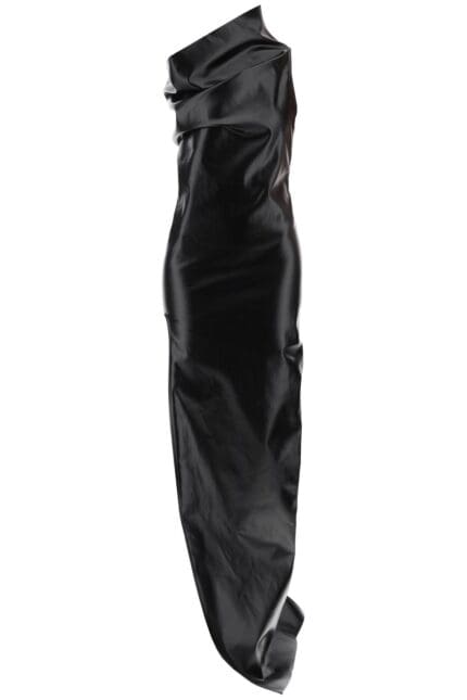 Rick Owens Athena Maxi Dress In Laquered Denim