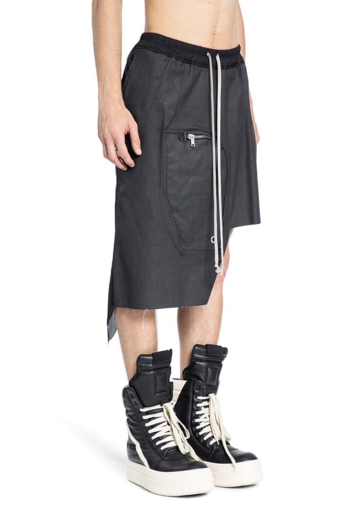 RICK OWENS Chalk Stretch Denim Dracca Skirt