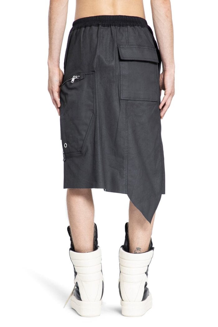 RICK OWENS Chalk Stretch Denim Dracca Skirt