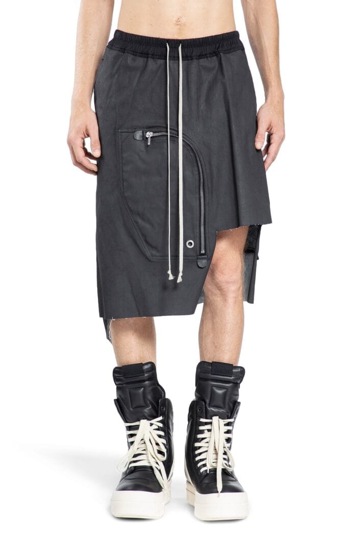 RICK OWENS Chalk Stretch Denim Dracca Skirt