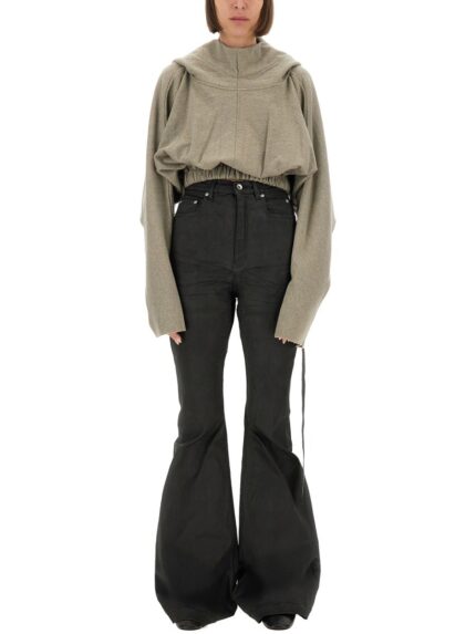 RICK OWENS DRKSHDW CROPPED HOODED TUNIC SWEATSHIRT