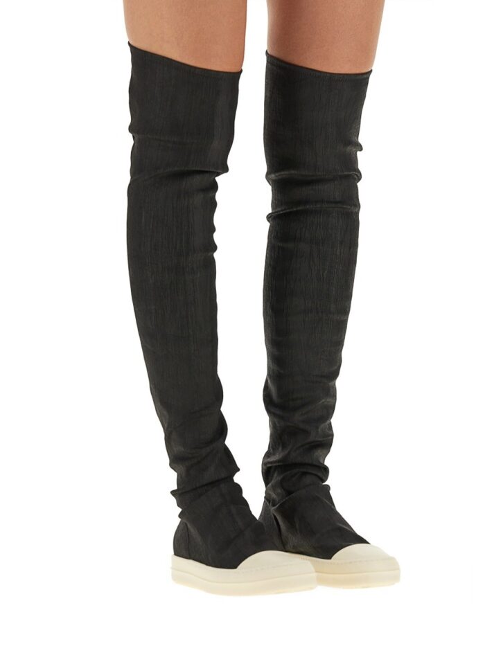 RICK OWENS DRKSHDW DENIM HIGH TOP SNEAKERS