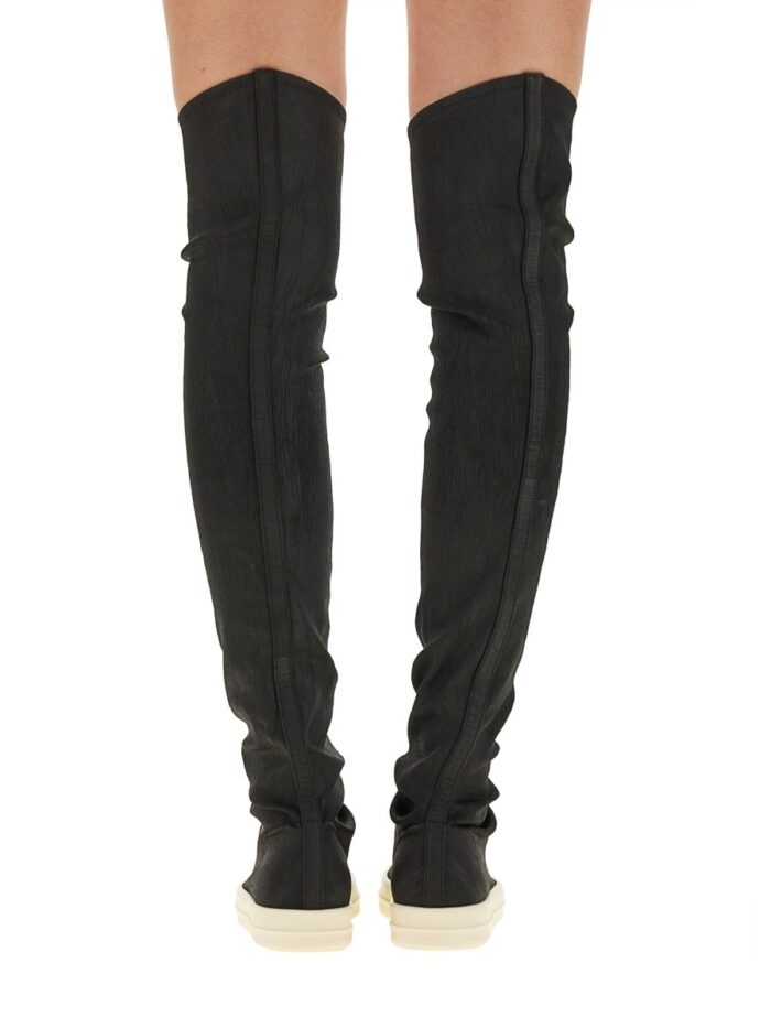 RICK OWENS DRKSHDW DENIM HIGH TOP SNEAKERS