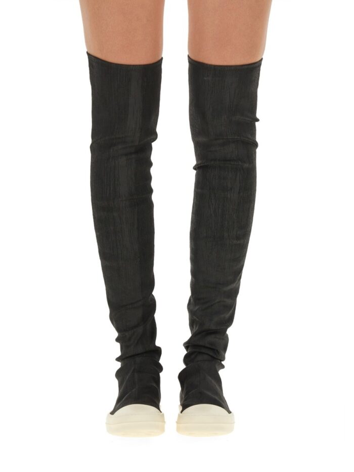 RICK OWENS DRKSHDW DENIM HIGH TOP SNEAKERS
