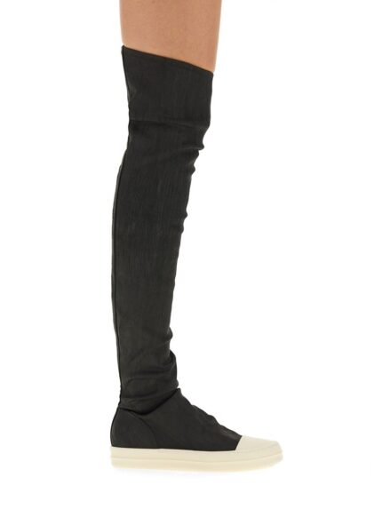 RICK OWENS DRKSHDW DENIM HIGH TOP SNEAKERS