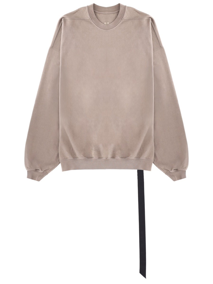 RICK OWENS DRKSHDW FELPA "HUN CREWNECK" IN COTONE