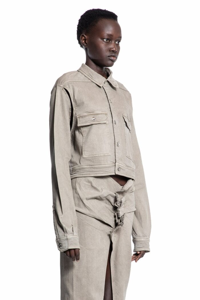 RICK OWENS DRKSHDW Lido Cape Sleeve Cropped Outershirt