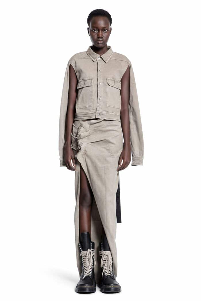 RICK OWENS DRKSHDW Lido Cape Sleeve Cropped Outershirt