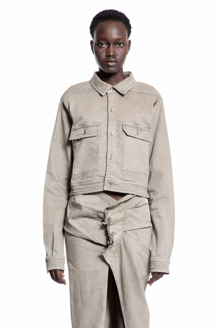 RICK OWENS DRKSHDW Lido Cape Sleeve Cropped Outershirt