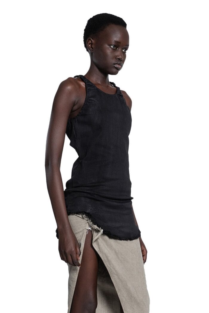 RICK OWENS DRKSHDW Lido Denim Tank In Wax Stretch Denim