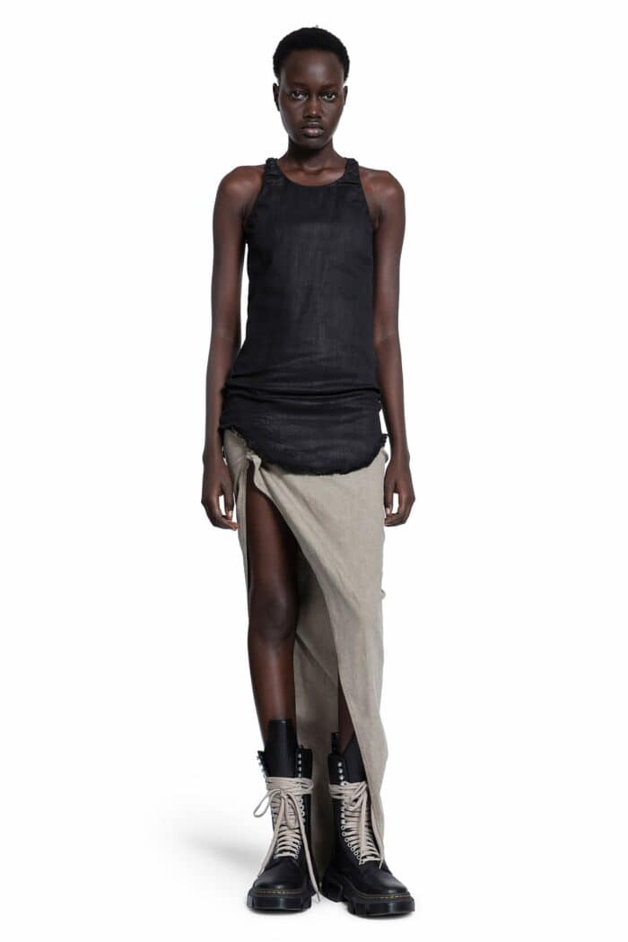 RICK OWENS DRKSHDW Lido Denim Tank In Wax Stretch Denim