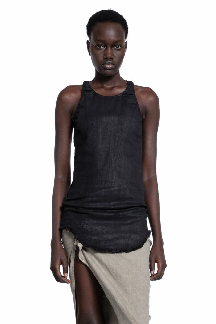 RICK OWENS DRKSHDW Lido Denim Tank In Wax Stretch Denim