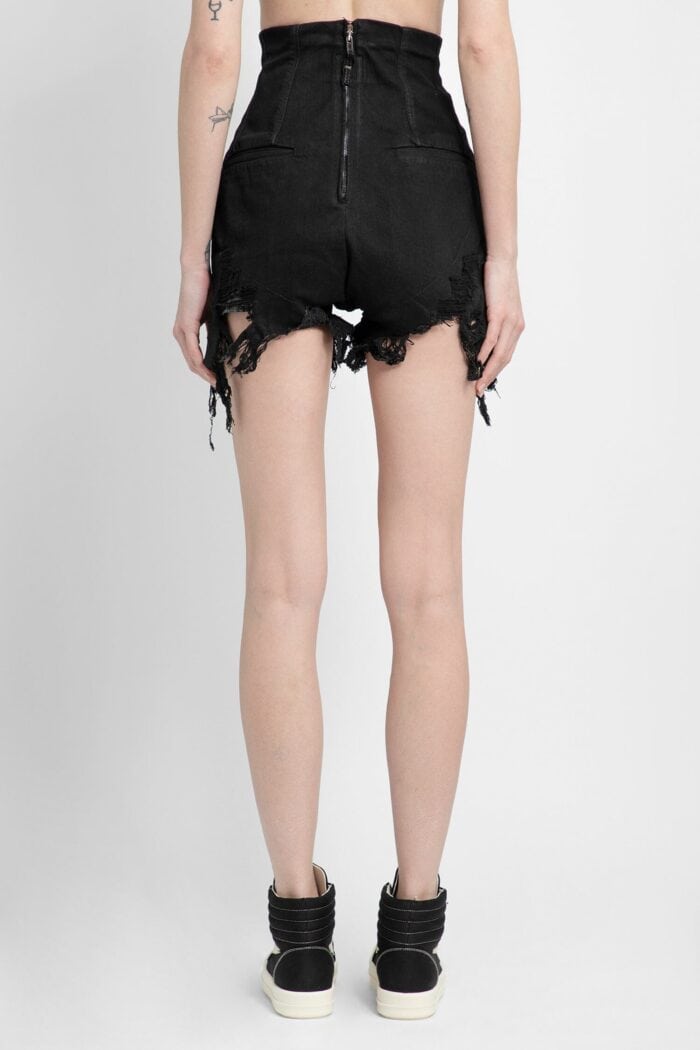 RICK OWENS DRKSHDW Lido Dirt Cutoffs In Stretch Denim