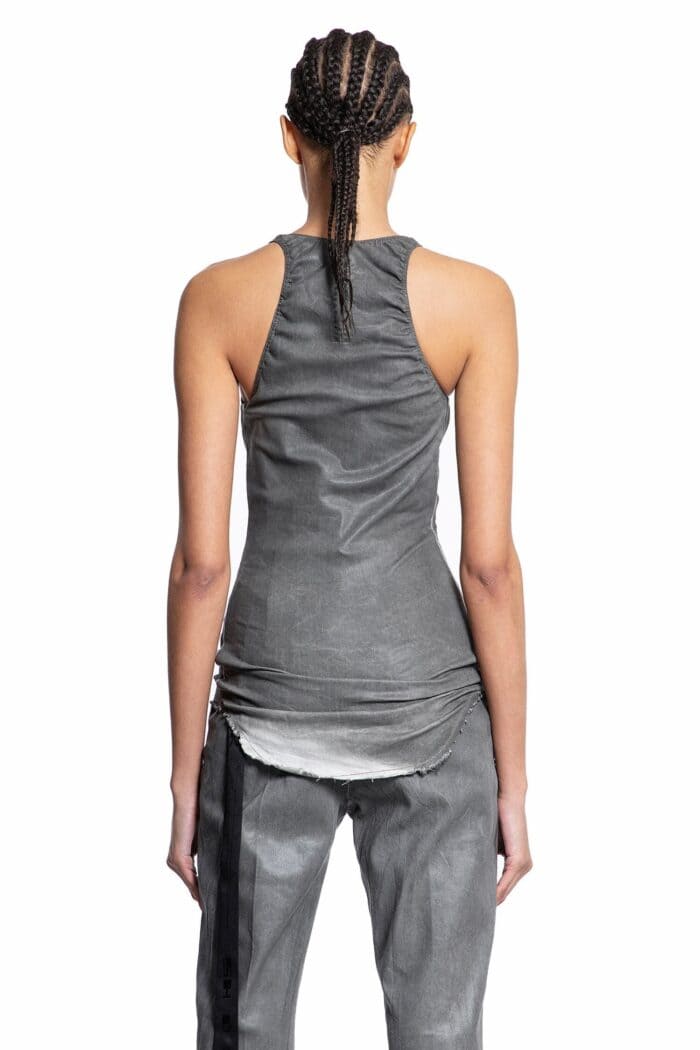 RICK OWENS DRKSHDW Lido Tank In Overdyed Foil Stretch Denim