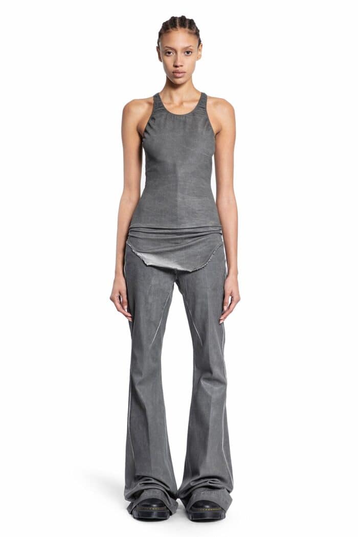 RICK OWENS DRKSHDW Lido Tank In Overdyed Foil Stretch Denim