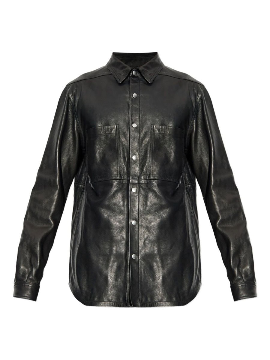 RICK OWENS LEATHER OVERSHIRT