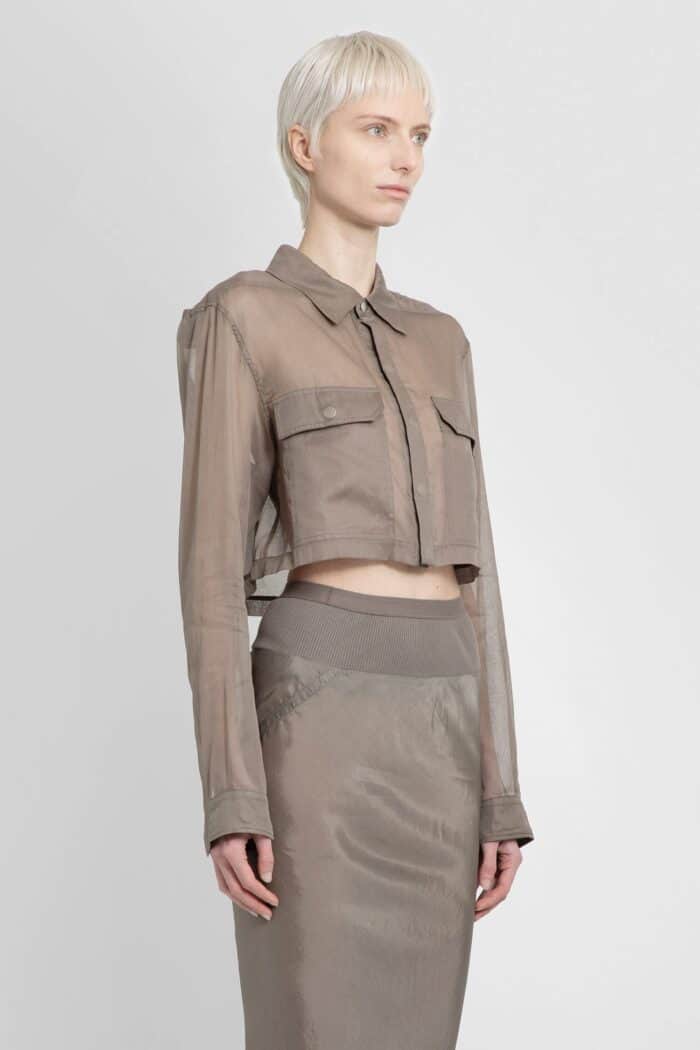 RICK OWENS Lido Cropped Outershirt In Cotton Organdy