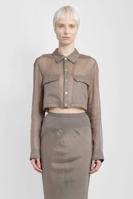 RICK OWENS Lido Cropped Outershirt In Cotton Organdy