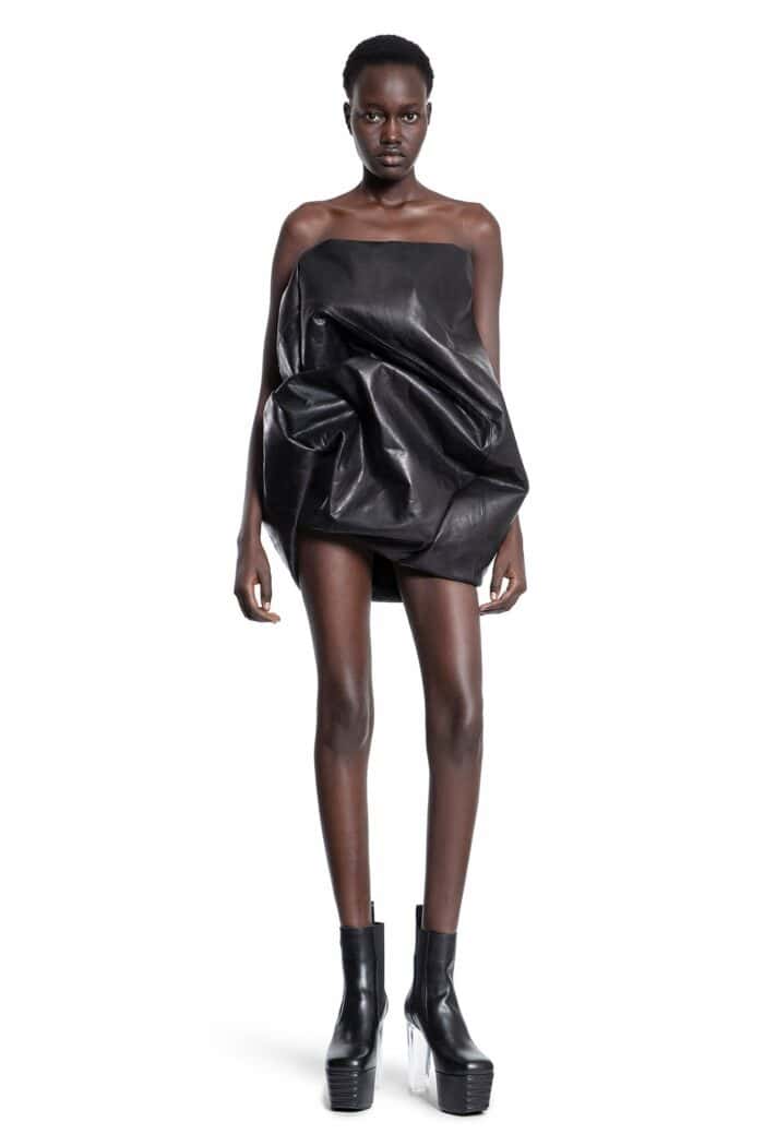 RICK OWENS Lido Hun Bustier In Sugar Calf Leather