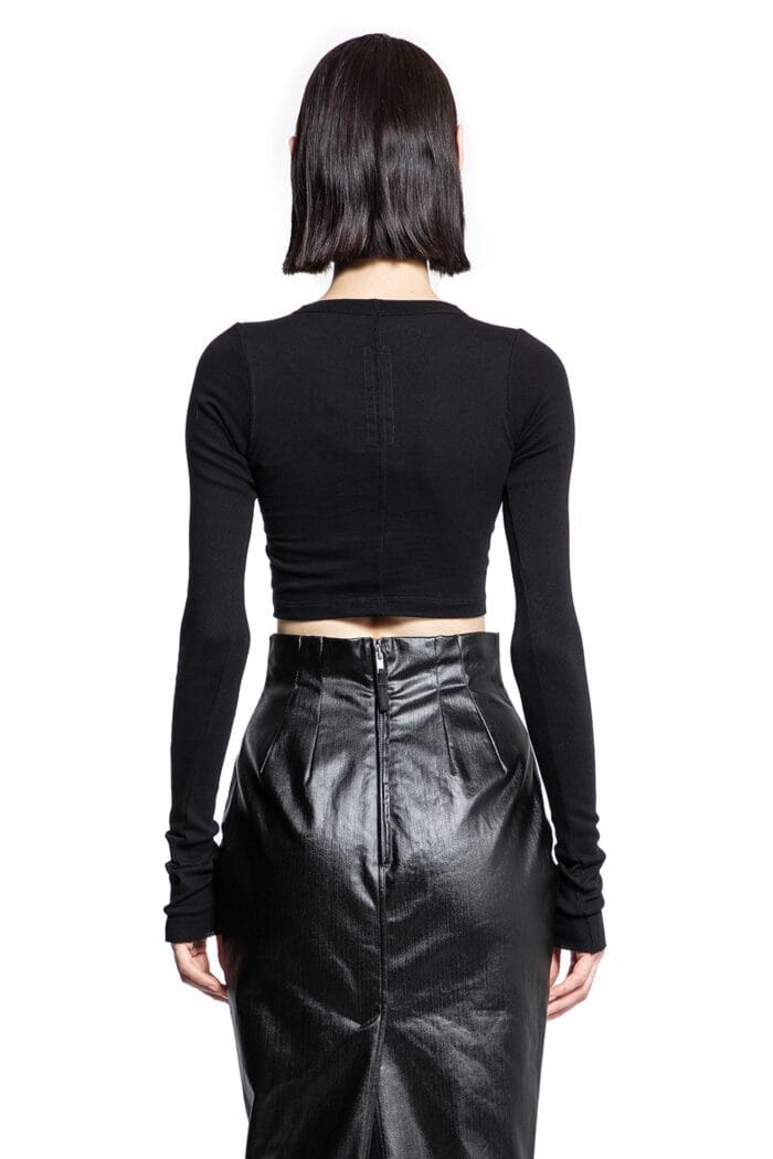 RICK OWENS Long Sleeve Crop Tee In Classic Cotton Jersey