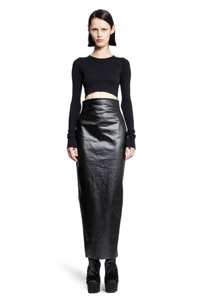 RICK OWENS Long Sleeve Crop Tee In Classic Cotton Jersey