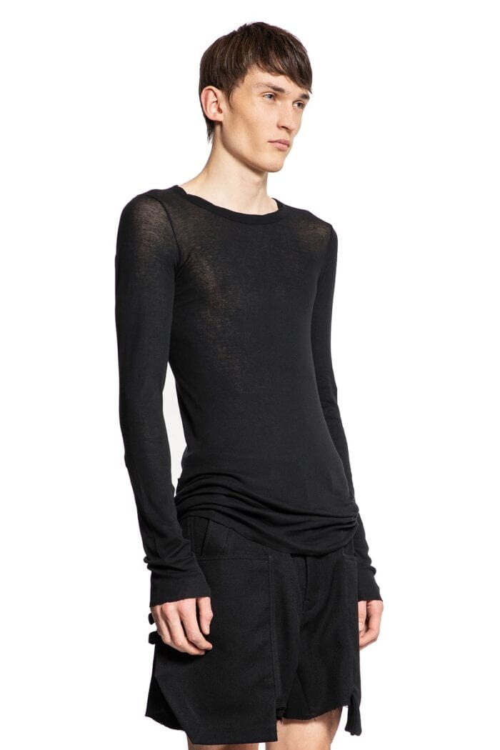 RICK OWENS Long Sleeve T In Mini Rib Jersey