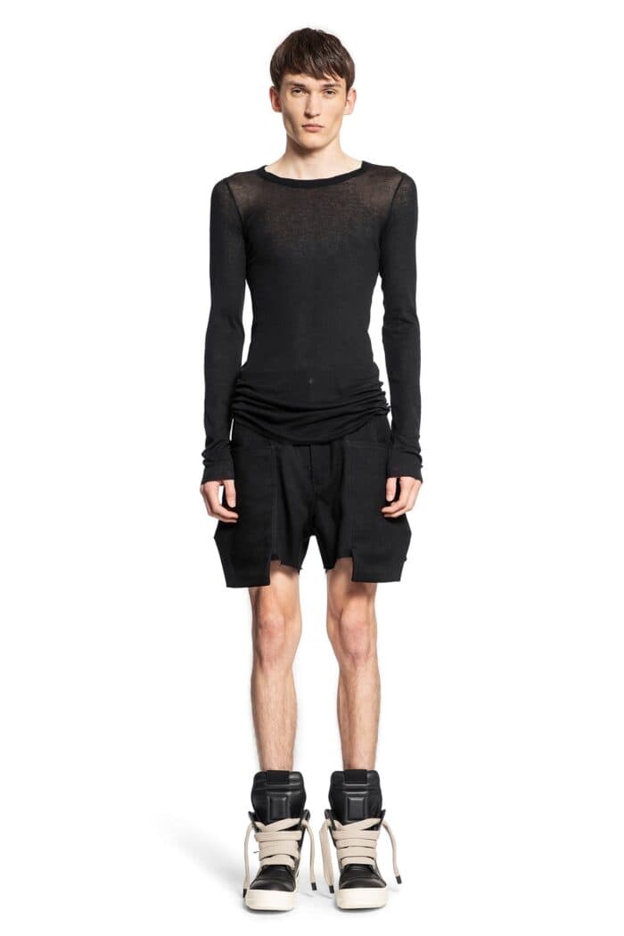 RICK OWENS Long Sleeve T In Mini Rib Jersey