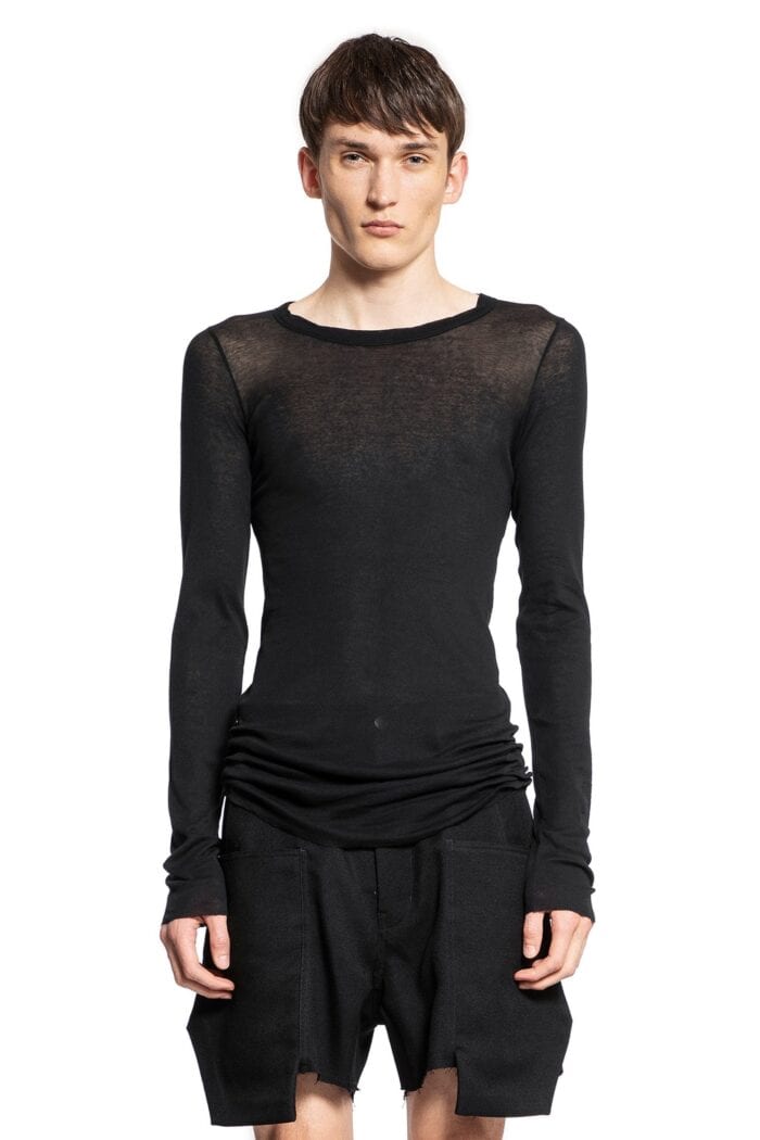 RICK OWENS Long Sleeve T In Mini Rib Jersey