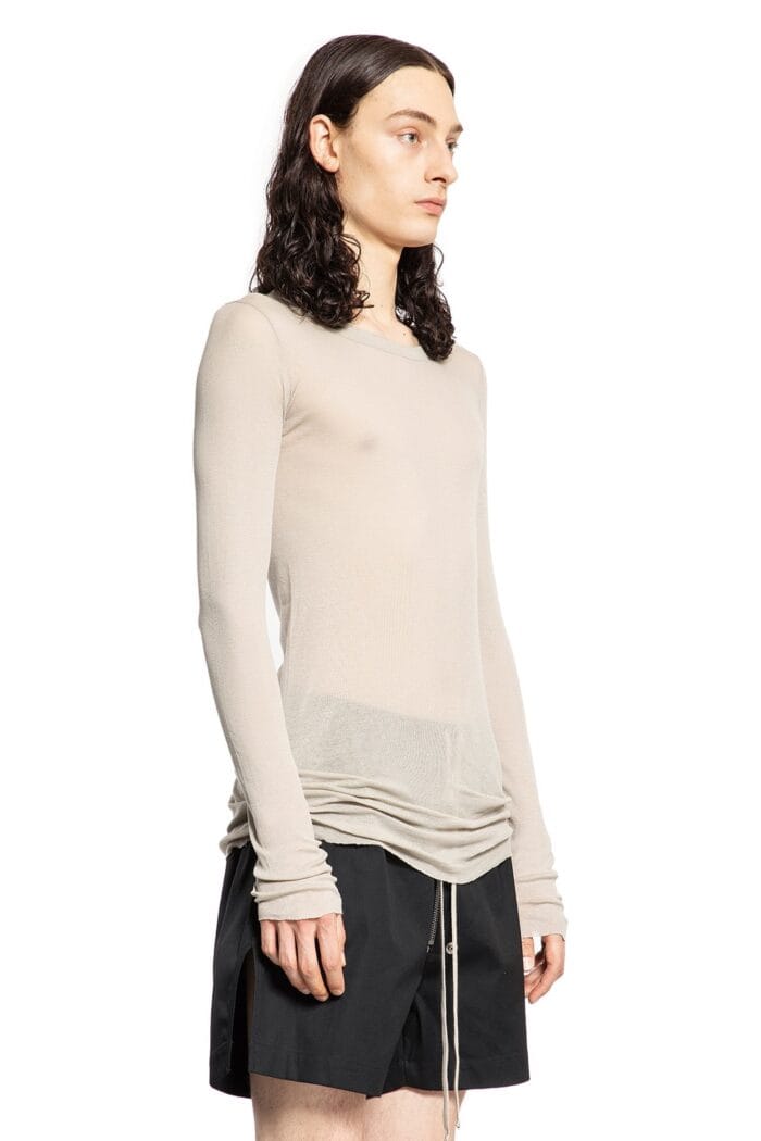 RICK OWENS Long Sleeve Tee In Min Rib Jersey