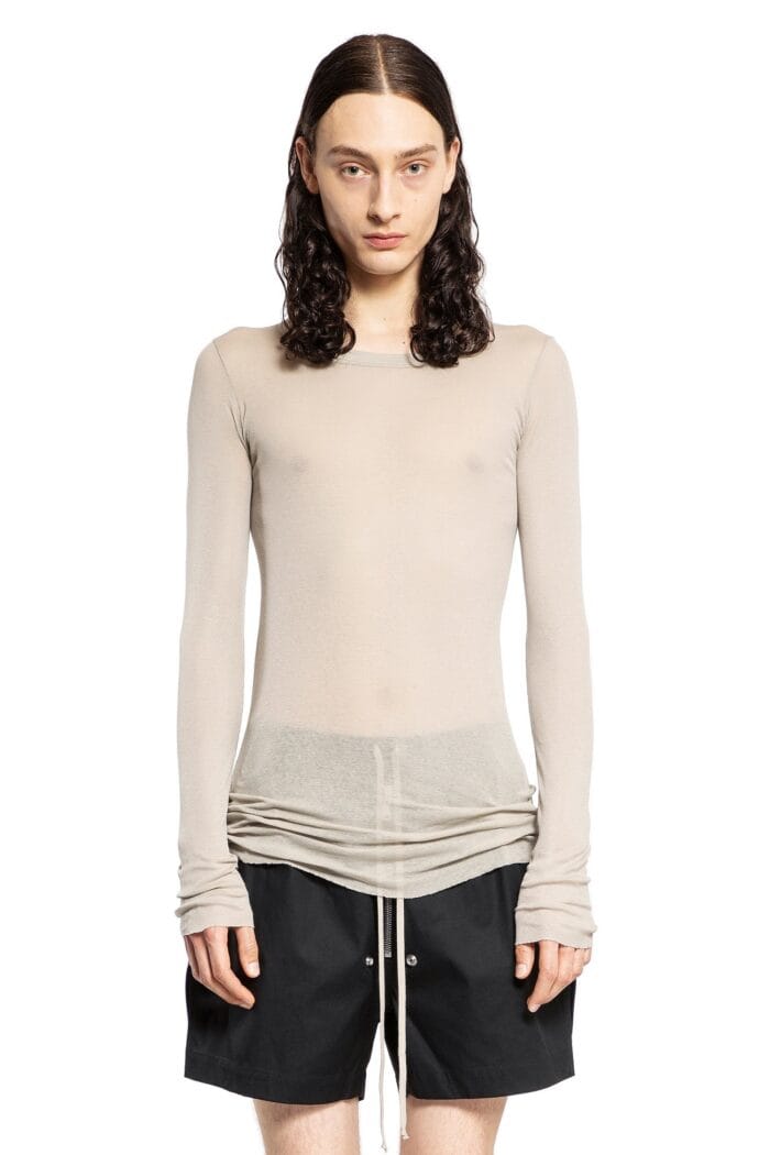 RICK OWENS Long Sleeve Tee In Min Rib Jersey